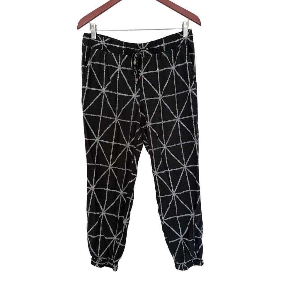 Old Navy Pixie Pants Women Size‎ M Black with White Print Regular Ankle